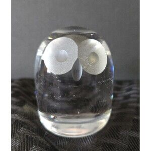 Vintage Hadeland Norway Lead Crystal Glass Owl Modern Art Figurine Paperweight